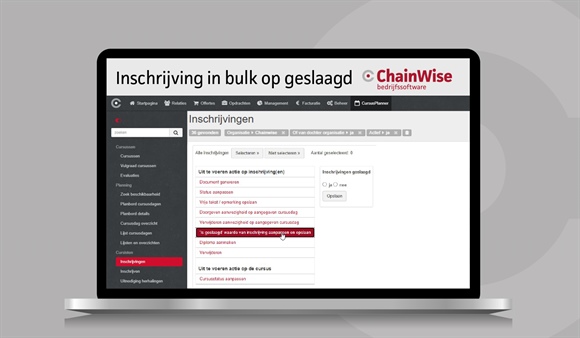 Cursusplanner: Inschrijvingen in bulk op geslaagd zetten