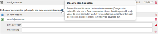 Algemeen: Documenten links met omschrijving