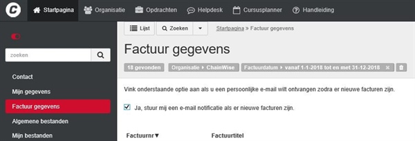 Abonneren op facturen op klantportaal (Extranet)